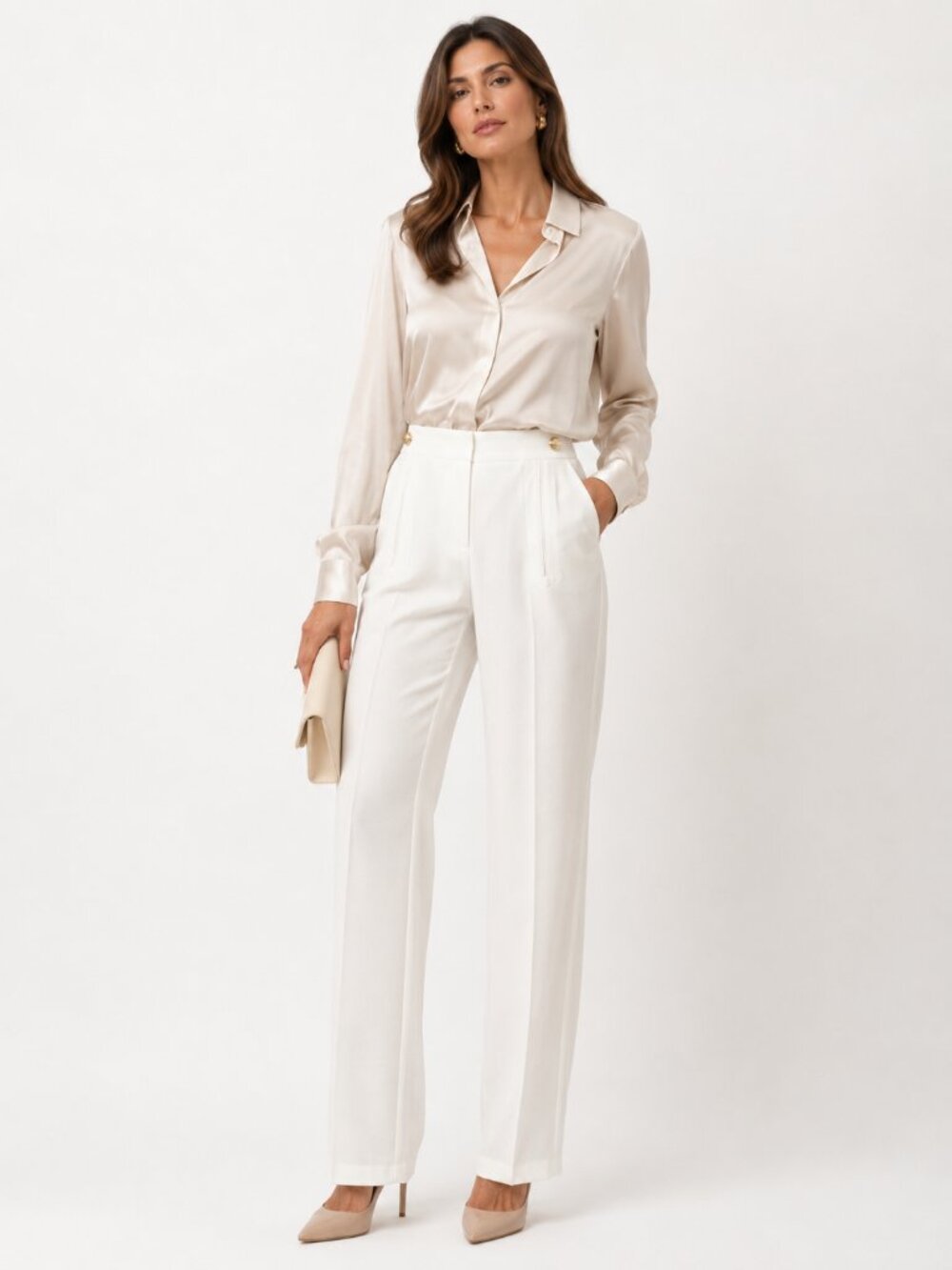 The Limited White High-Waisted Trousers